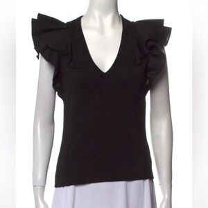 Veronica Beard v-neck tank with ruffle sleeves. Size small. So flattering!